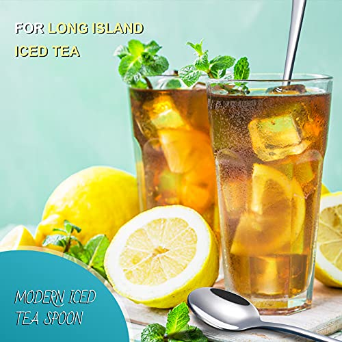 9-Inch Stainless Steel Long Handle Iced Tea and Cocktail Spoons, Set of 4