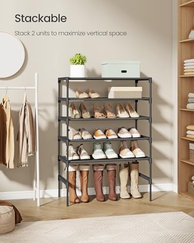 3-Tier Shoe Rack Organizer, Stackable Metal Entryway Storage Shelf