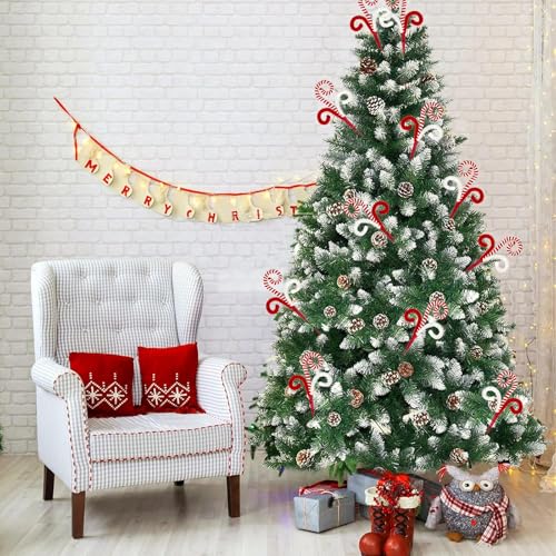 Cherica Red Candy Cane Christmas Decorations - 6 Pcs 17-Inch Tree Picks for Holiday Decor