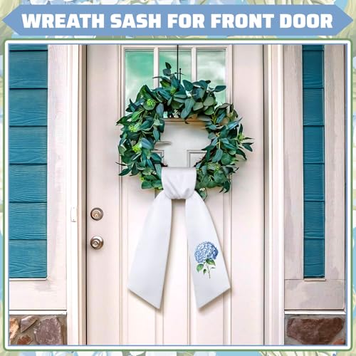 Hydrangea Wreath Sash Satin Ribbon for Front Door 2 Pcs 56x4.5 Inch
