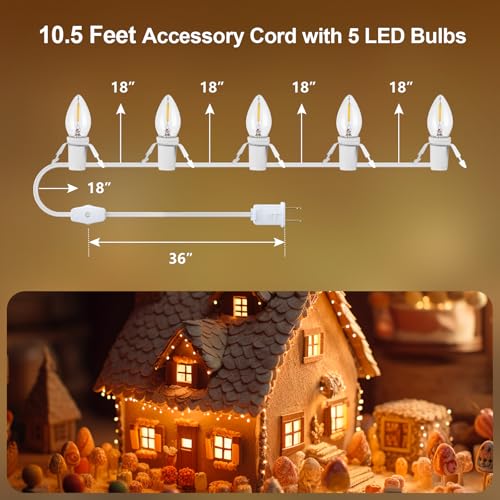 5 LED C7 Replacement Light Cord for 10.5 ft Christmas Village Houses (2-Pack) – SURAIELEC