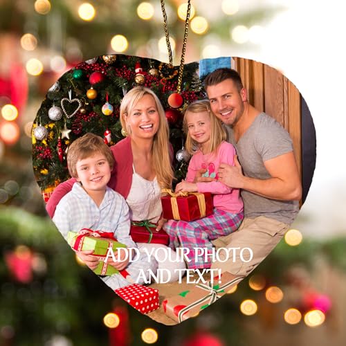 Custom Heart-Shaped Ceramic Ornament, Personalized Photo Hanging Gift