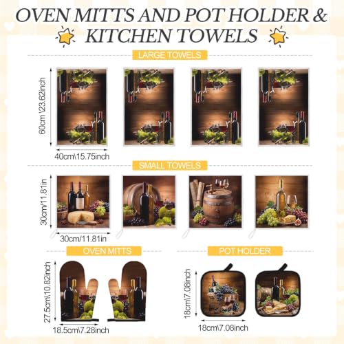 12-Piece Wine & Grapes Kitchen Decor Set: Towels, Mitts & Pot Holders
