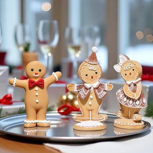 Braxio Gingerbread Boy & Girl 2pc Christmas Decor - Resin Tabletop Miniatures (Boys)