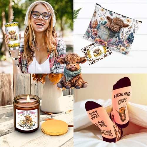 Highland Cow Gift Set with Tumbler, Jewelry, Accessories & More for Women