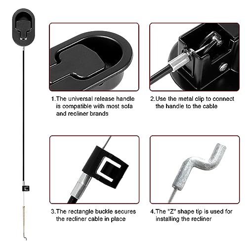 Universal Recliner Pull Handle Replacement Cable (4.9-Inch Exposed)