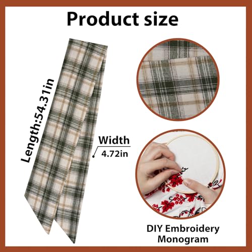 Green & White Buffalo Plaid Christmas Wreath Sash for Front Door Decor