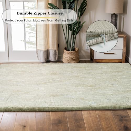 100% Cotton Futon Mattress Cover with Zipper - Full Size Protector