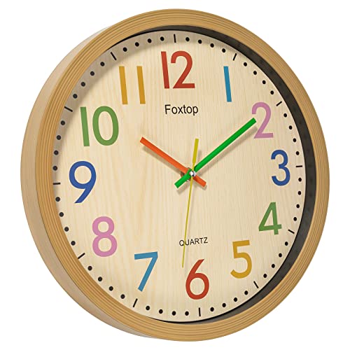 12-Inch Silent Colorful Wall Clock for Kids Nursery and Classroom