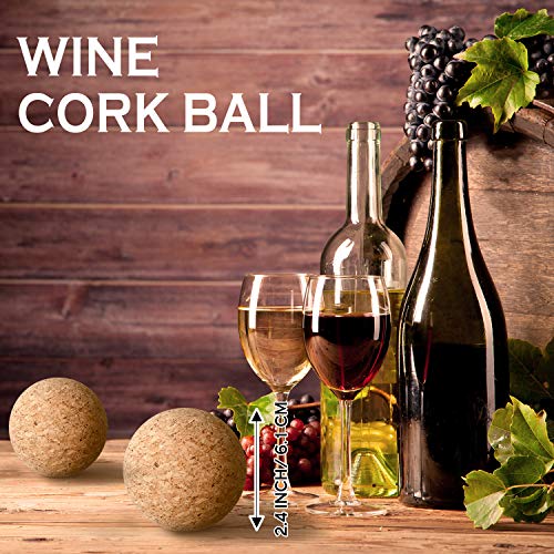Shappy 2 Pieces Cork Ball Stopper for Wine Decanter - 2.4 Inch Diameter