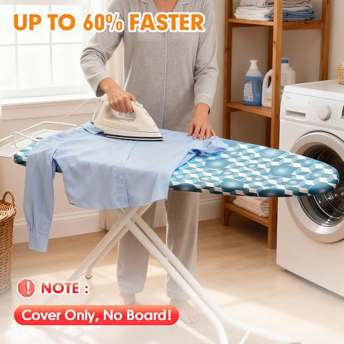 Dalykate Extra Wide Ironing Board Cover and Pad 18x49 Heavy Duty Scorch Resistant Berry Blue