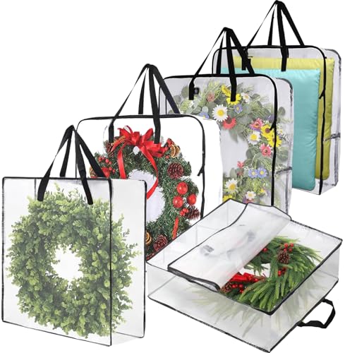 5-Pack Clear Wreath Storage Bag 30-Inch Holiday Garland Organizer