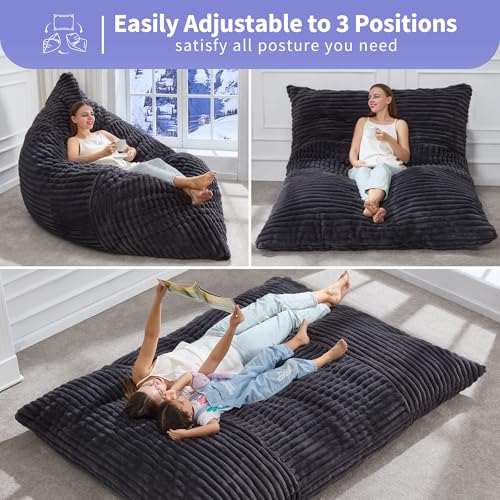3-in-1 Convertible Bean Bag Chair & Floor Sofa Bed with Washable Cover