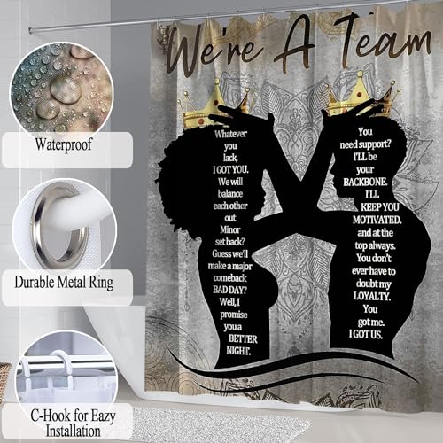 4-Piece King & Queen Shower Curtain Set with Non-Slip Rugs and Bath Mat