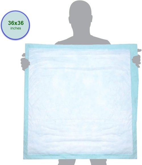 Buddies Extra Large Disposable Chux Pads - Waterproof Overnight Underpad for Seniors & Pets | 35.5 x 35.5 Inch