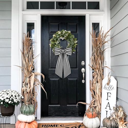 2-Pack Black and White Stripe Wreath Sash for Front Door Porch Decor
