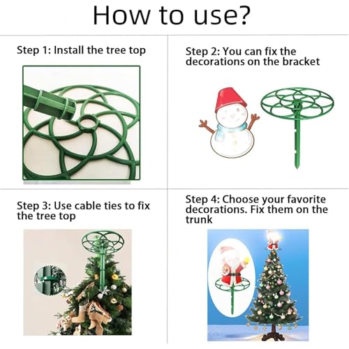 Adjustable Christmas Tree Topper Holder & Stabilizer - Green, 11-Inch (2-Pack)