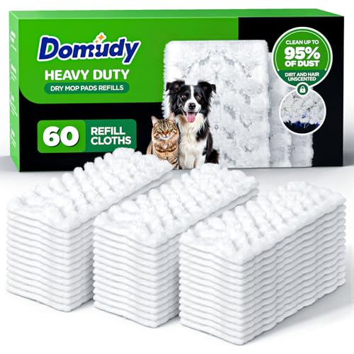 Heavy Duty Dry Sweeping Cloth Refills (60 Pack) - Disposable Floor Mop Pads