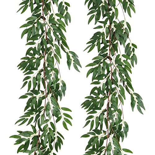 Artificial Willow Leaves Vine 2-Pack 5.9Ft Hanging Silk Greenery Garland
