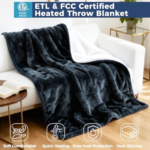 Electric Heated Blanket - Soft Flannel Throw with 5 Temperature Settings
