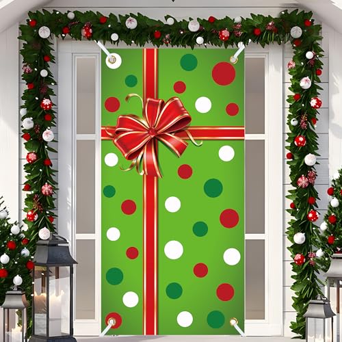Christmas Door Cover Xmas Gift Box Banner Indoor Outdoor Holiday Decor 70.9"