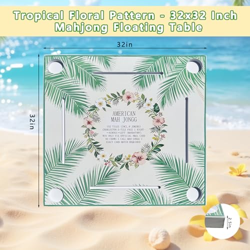 Floating Mahjong Table for Pool - 32x32 Inch Waterproof Game Tray