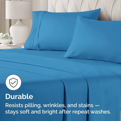 King Standard Pillow Cases - Soft Hotel Quality Covers for Comfy Bedding | Set of 4 in Denim Blue