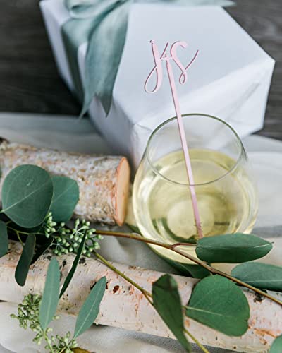 Personalized Monogram Drink Stirrer Set - Black, 12 Acrylic Swizzle Sticks for Weddings & Parties