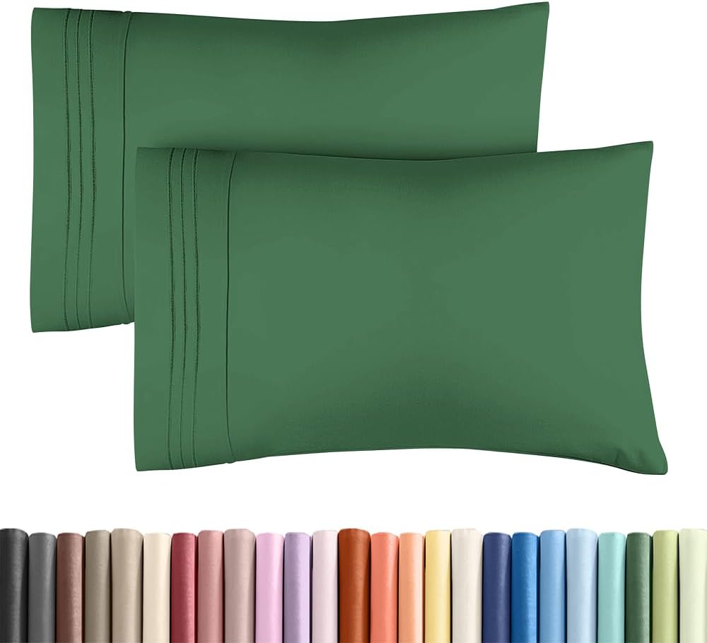 Skiennix Standard Pillow Cases Set of 2 | Ultra-Soft Hotel Quality, Wrinkle-Free, Emerald Green