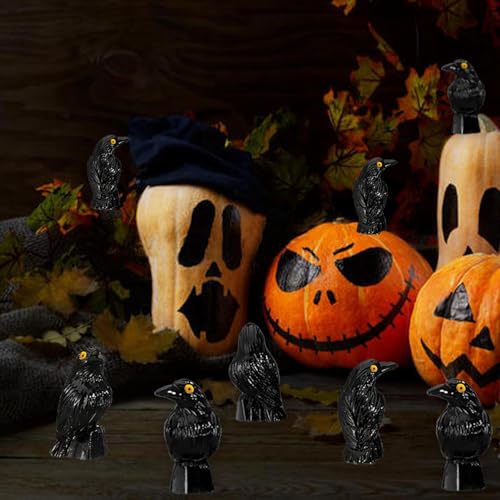 50-Piece Mini Resin Crow Figurines for Halloween & Micro Landscape
