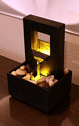 LED Relaxation Water Fountain with Raining Spouts and River Rocks