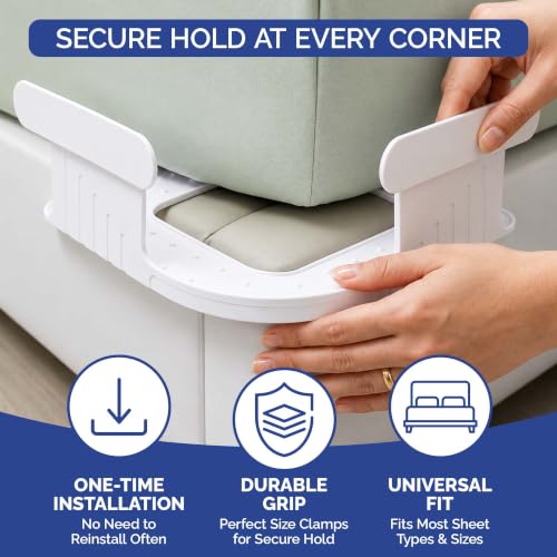 Bed Sheet Holders for Corners – 4 Pack Fitted Sheet Clips