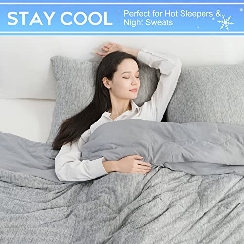 CHOSHOME Arc-Chill Cooling Comforter Blanket for Hot Sleepers, Twin XL - Grey