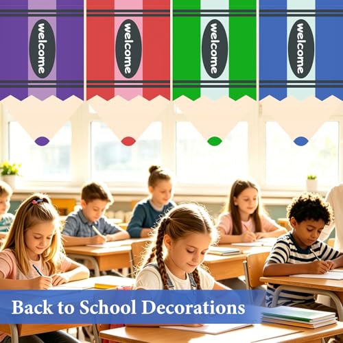 7-Piece Rainbow Pencil Classroom Curtains, 36" x 24" Rod Pocket Drapes
