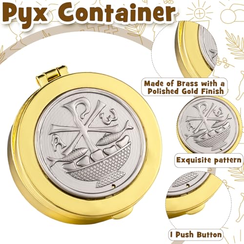 Communion Pyx Box and Cross Rosary Pouch Set with Shoulder Strap