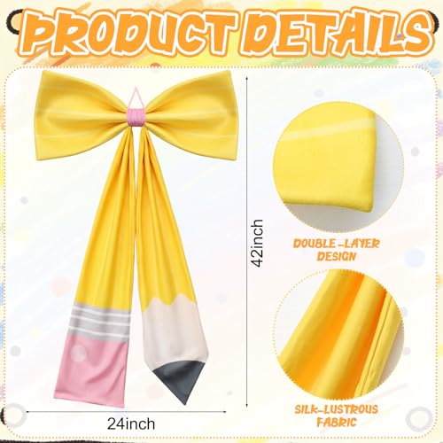 Giant Pencil Bow Classroom Decor - 42x24 Inch Back to School Hanging Decor