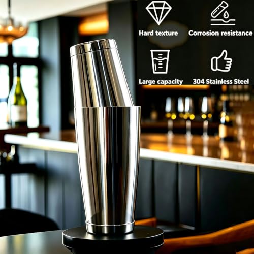 Pafusen Silver 2-Piece Cocktail Shaker Set - 18oz & 28oz Professional Bar Tools