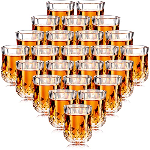 Meanplan 24 Pack 1.7 oz Clear Shot Glasses Set for Whiskey Wine & Juice, Heavy Duty Base, Vintage Style