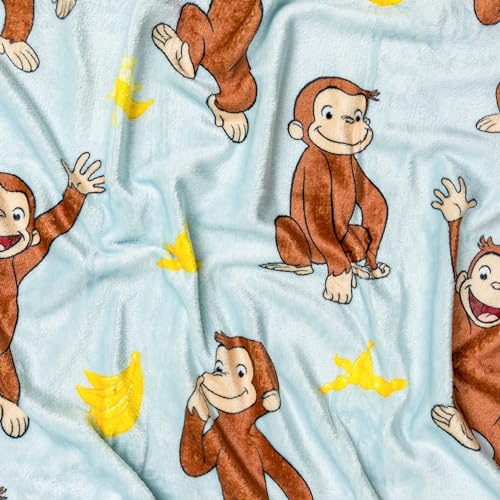 Curious George Fleece Throw Blanket 45x60 - Soft Cozy Blue Plush Blanket
