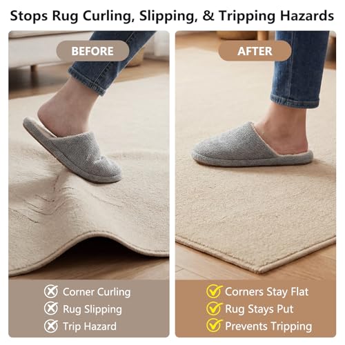 16PCS Non-Slip Rug Pad Grippers, Washable Heart-Shaped Carpet Corner Stickers