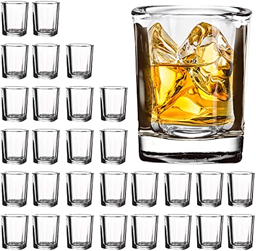 Vivimee 30 Pack Heavy Base Square Shot Glasses 2.2 oz for Liquor & Espresso