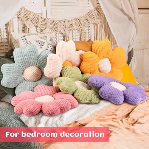 6-Piece Flower Shaped Plush Throw Pillows, 15-Inch Daisy Floor Cushions