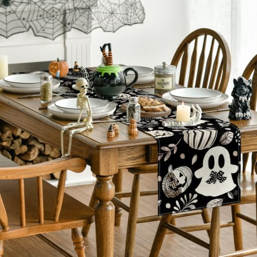 Artoid Mode 13x60 Inch Halloween Table Runner Home Party Decor Black
