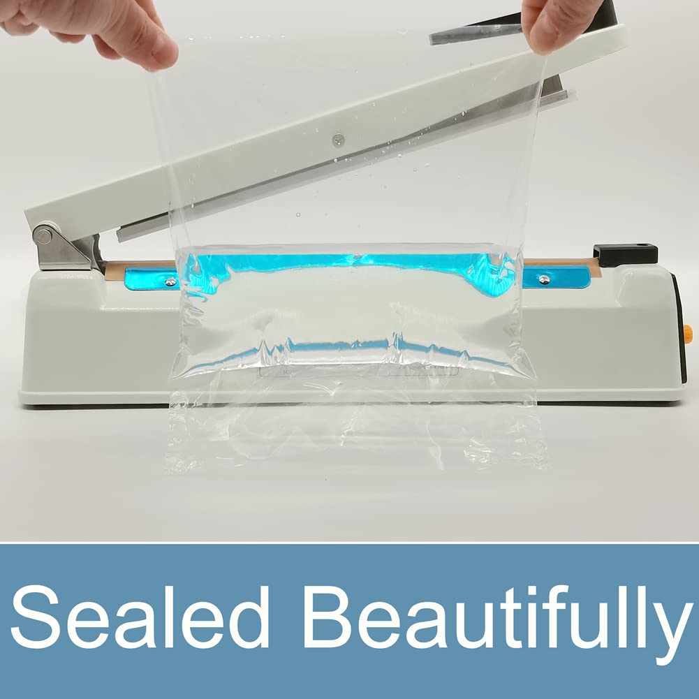 Impulse Sealer 12 inch Mylar Bag Heat Sealer, Heat Sealer for Plastic Bags, Metal Iron Shell, Impulse Sealer 3mm Sealing, Manual Hot Seal Machine with 8 Repair Kits(Included 2 Cutter Lines)