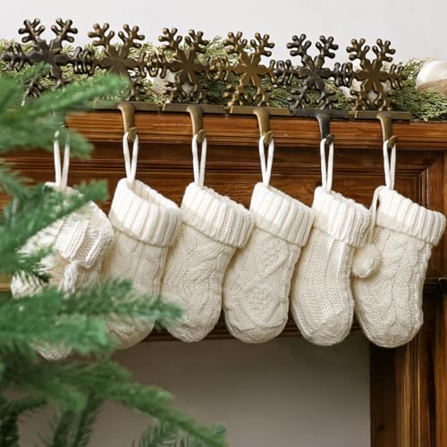 Pawliss 7 Inch Cream White Farmhouse Knitted Christmas Stockings - 12 Pack