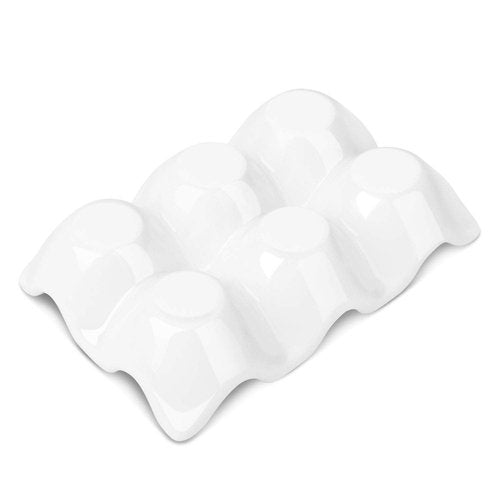 Flexzion Porcelain Egg Crate - 6 Capacity Ceramic Tray, Half Dozen Holder, White Decorative Serving Dish and Storage Organizer, 2 Pack