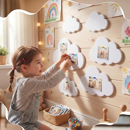 12 Pcs Felt Cloud Wall Decor, Self-Adhesive Pin Board for Nursery & Bedroom
