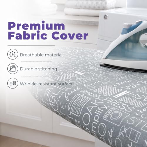 Ironing Board Cover and Pad Set - Scorch Resistant Cotton, Grey
