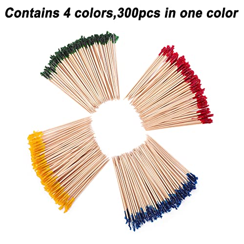 RENYIH 1200 Pcs 4-Inch Wooden Frill Toothpicks for Appetizers & Drinks