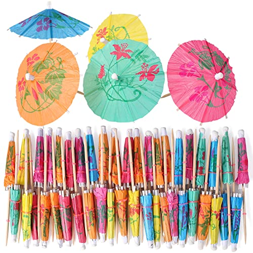 MYJIE 200 Pcs Cocktail Drink Umbrella Picks - Mini Paper Umbrellas for Cocktails & Party Decorations